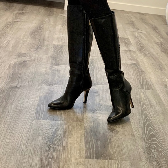 L. K. Bennett Black Leather Knee Boots - Picture 4 of 8